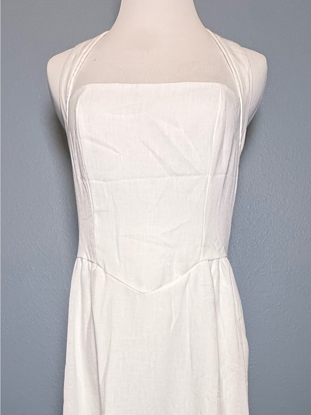 Classic White Strapless Midi Dress